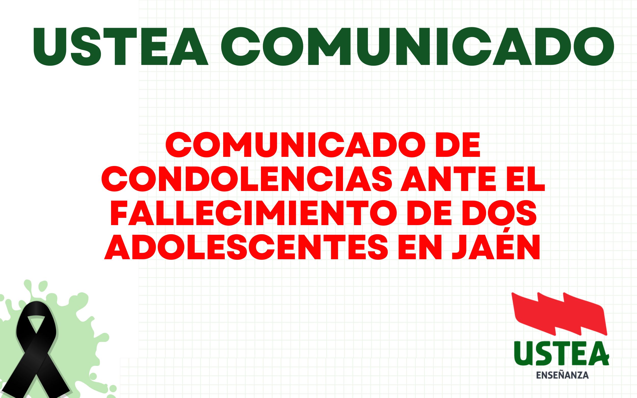 USTEA COMUNICADO: NUESTRAS CONDOLENCIAS A LA COMUNIDAD EDUCATIVA DEL IES SAN JUAN BOSCO DE JAÉN Y A LOS FAMILIARES Y&hellip;
