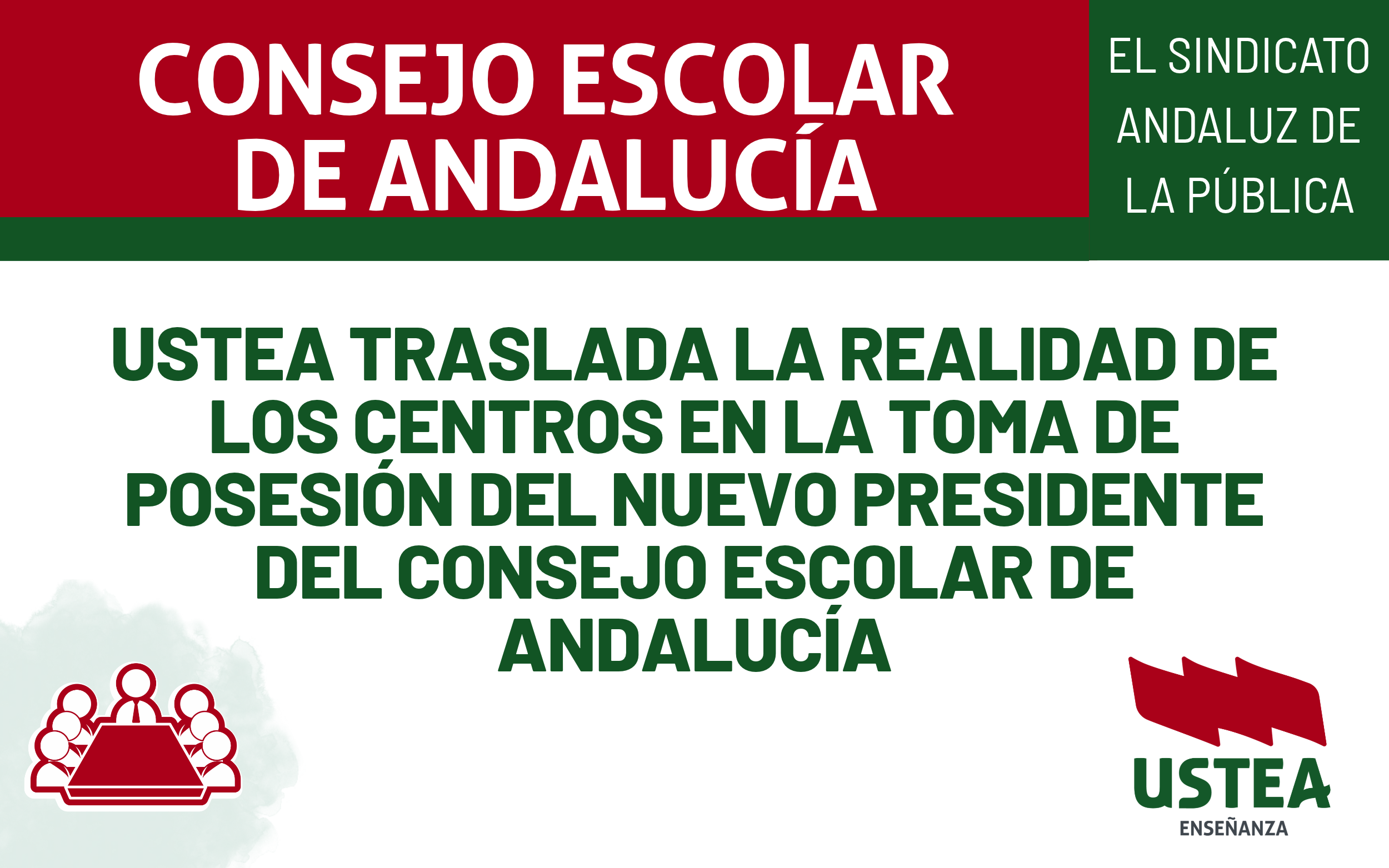 USTEA traslada la realidad de los centros en la toma de posesión del nuevo presidente del Consejo Escolar de Andalucía
