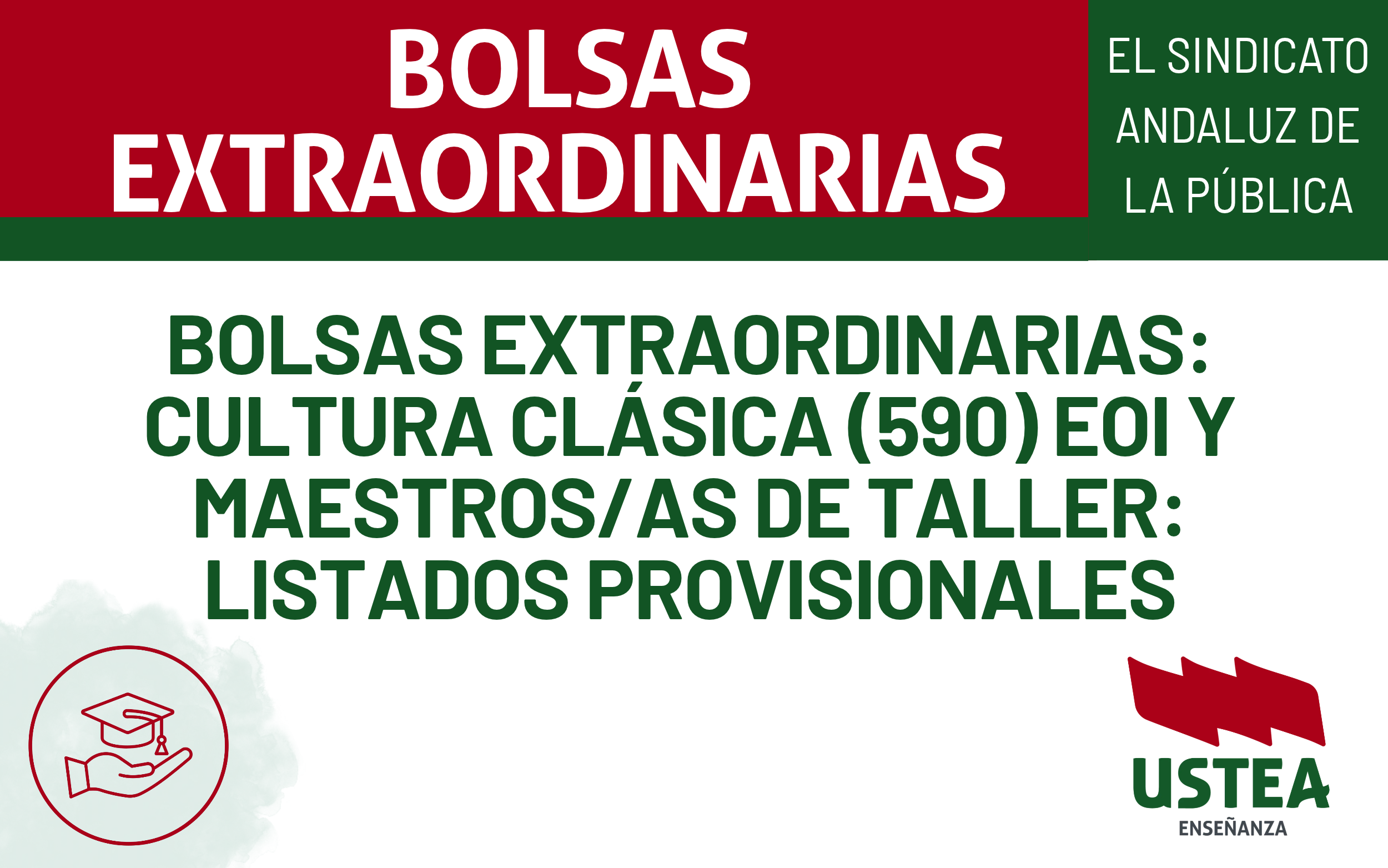 BOLSAS EXTRAORDINARIAS: Cultura Clásica (590) EOI y Maestros/as de Taller: Listados provisionales