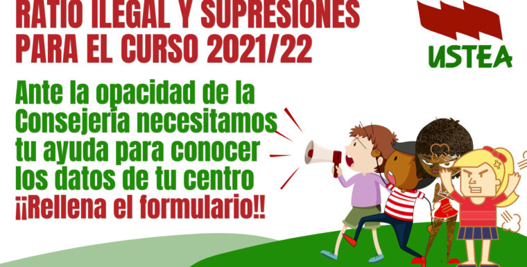 ¡Ayúdanos a denunciar! Supresiones y ratio ilegal en nuestros centros educativos